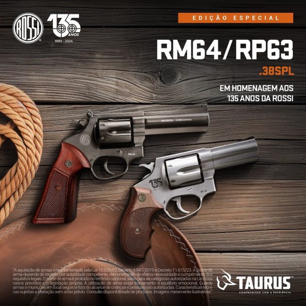 Revólver Rossi RM64 Cal .38 - Edição 135 anos